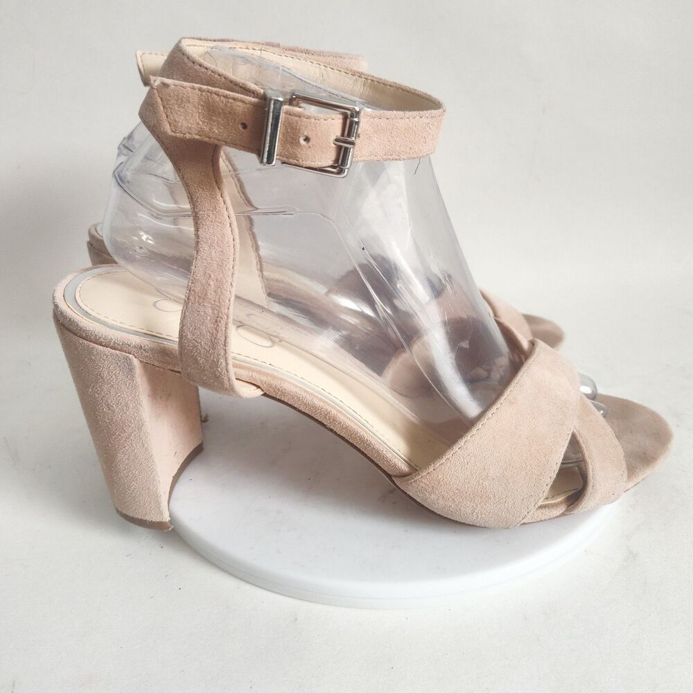 Jessica Simpson Womens Sandals Size 9 Suede Blush Pink Ankle Strap Block Heel‎